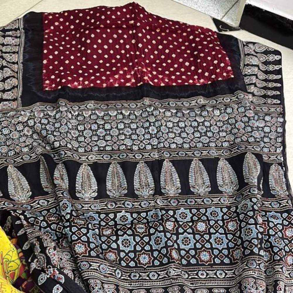 Ajrakh Bandhej Saree